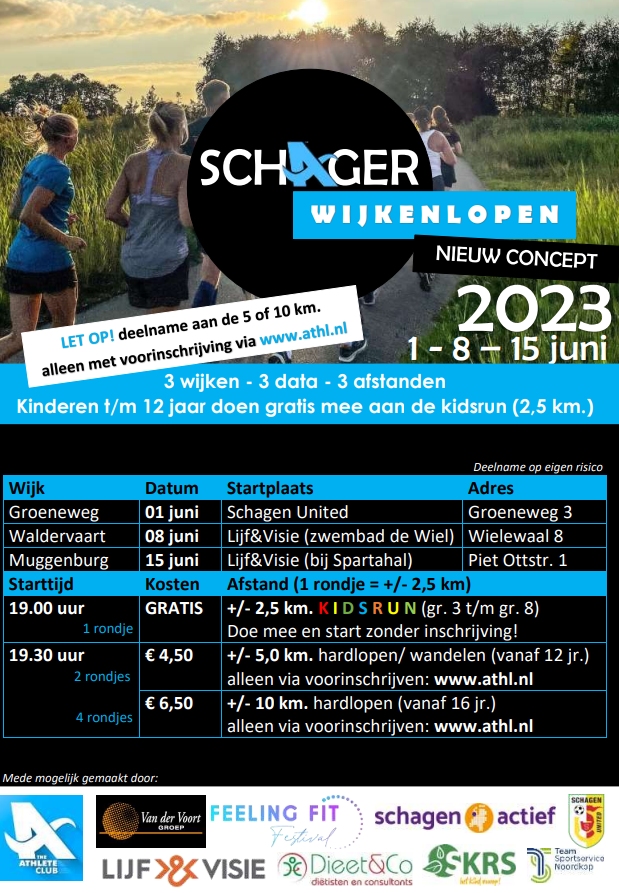 1, 8 en 15 juli: Schager Wijkenlopen!